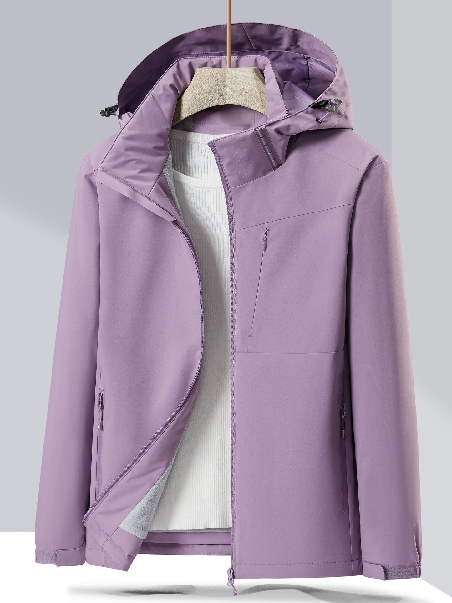 WW | Winterjacke aus wasserdichtem Fleece mit Kapuze für Frauen - Perfekt für Outdoor-Aktivitäten