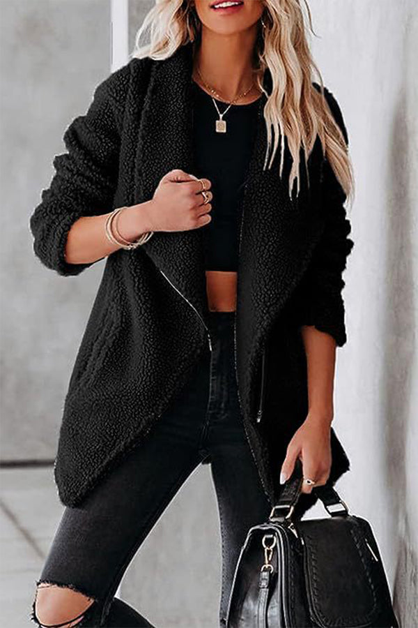 WW | lässige Lammlederjacke mit Reißverschlusstaschen und Kastenveloursjacke