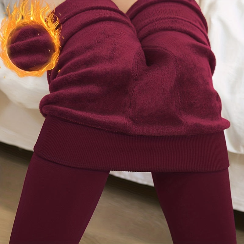 WW | Schwarze Thermoleggings aus Fleece für den Winter