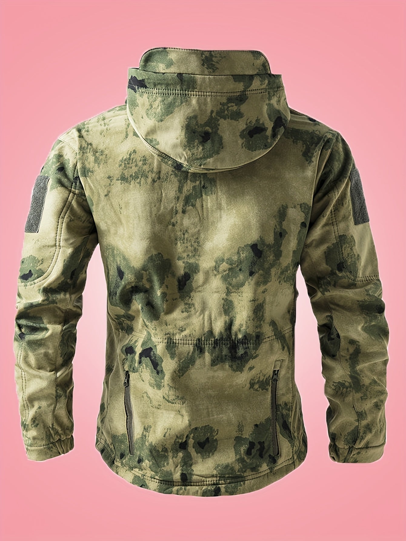 WW | Men's Military Camouflage Windbreaker Outdoor Jacket With Zipper Pockets - Perfect for Outdoor Activities