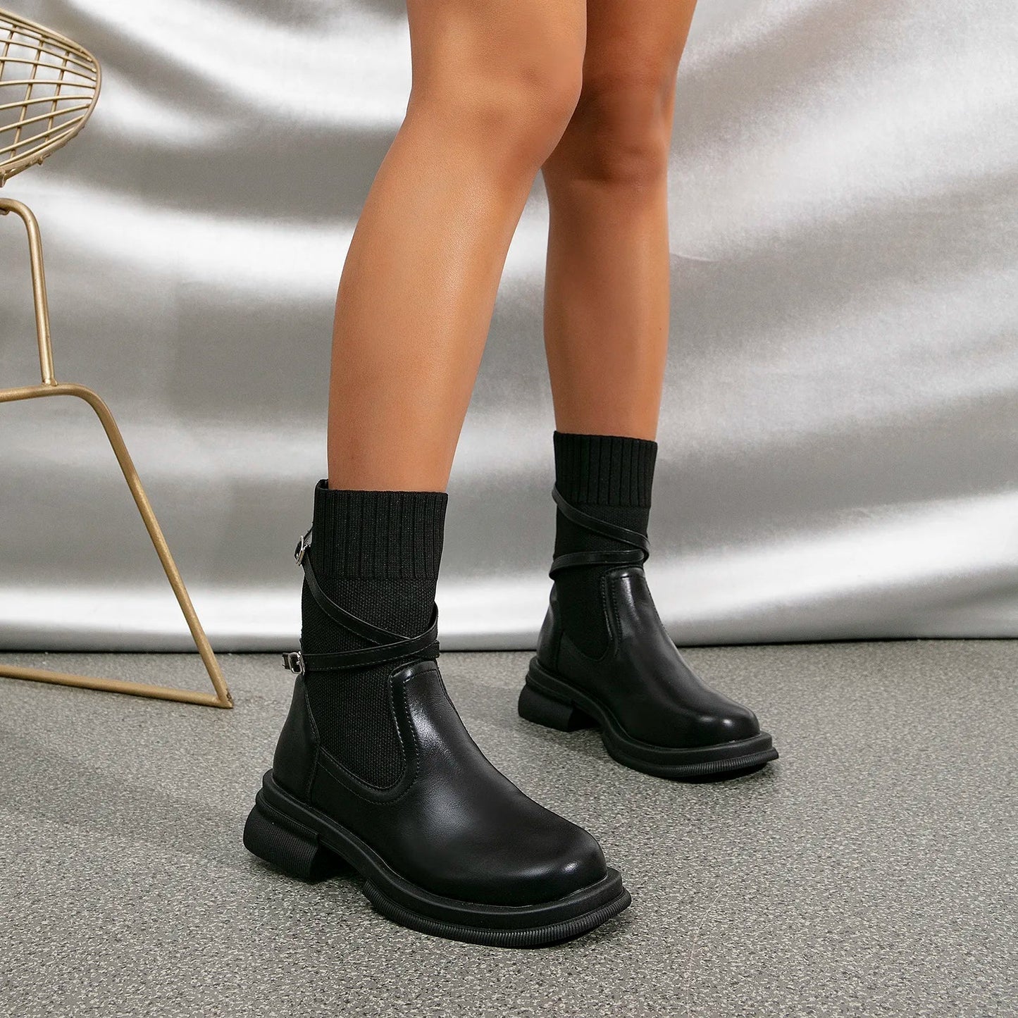 WW | Leder Stiefeletten mit Absatz für Damen - Ideal für den Alltag