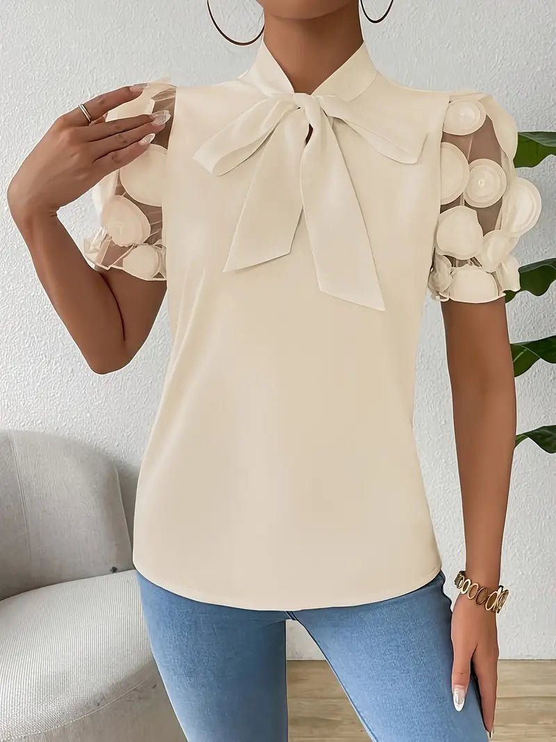 WW | Blouse with sheer puff sleeves