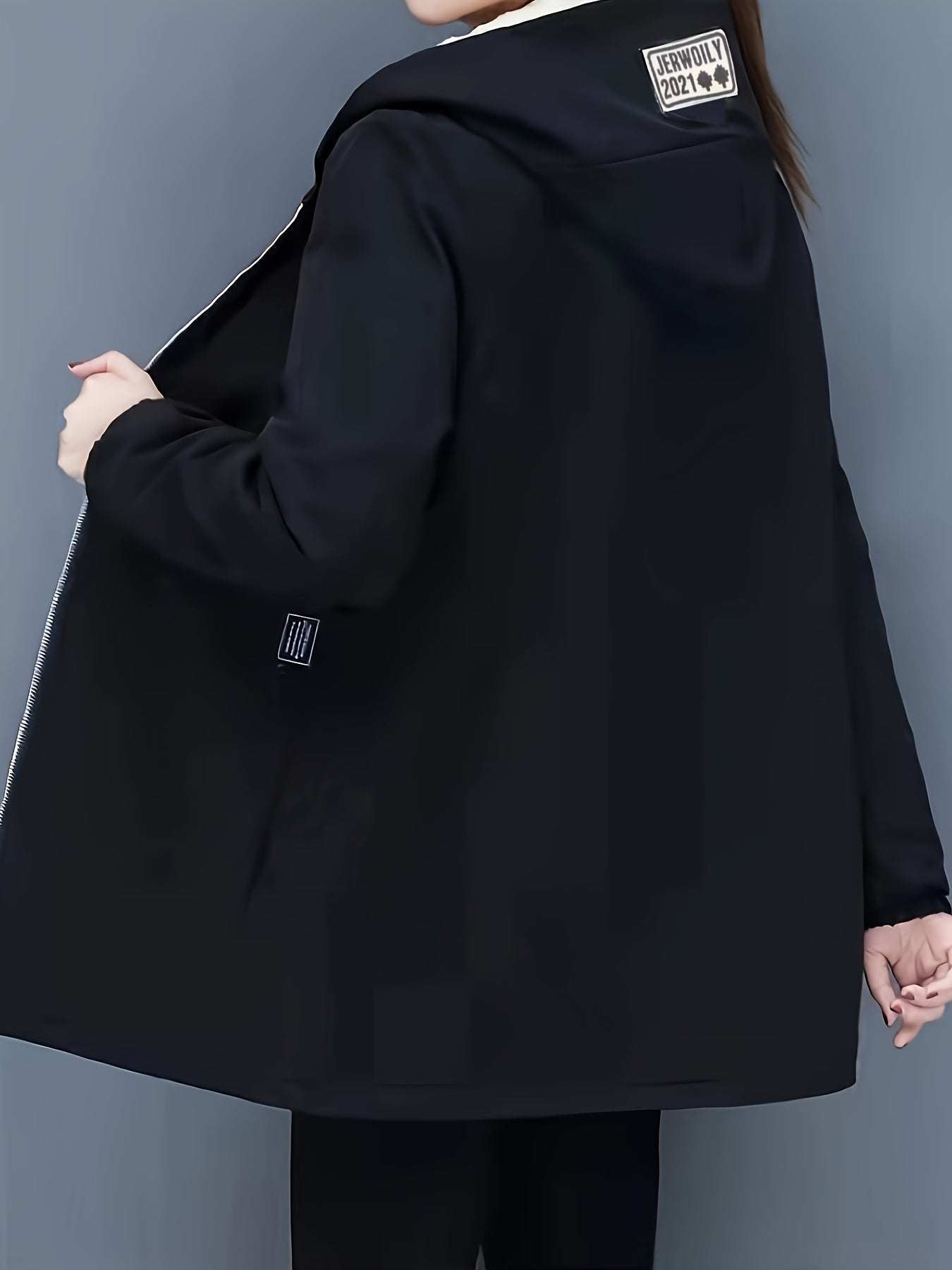 WW | Kapuzenmantel für Damen - schwarze Freizeitjacke