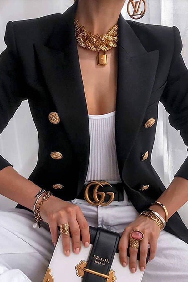 WW | Blazer mit doppelt knöpfung und goldenen Knöpfen