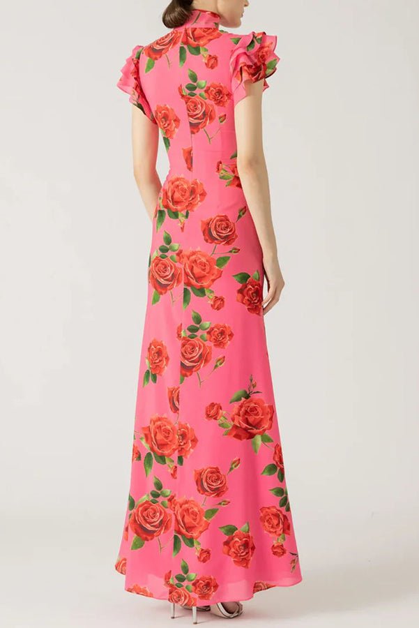 Lenia – Modern Dress with Stand-Up Collar and Flared Sleeves
