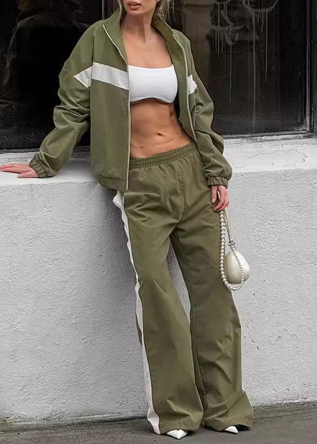 WW | Edge - Contrast Zip Jacket and Wide Leg Trousers Set