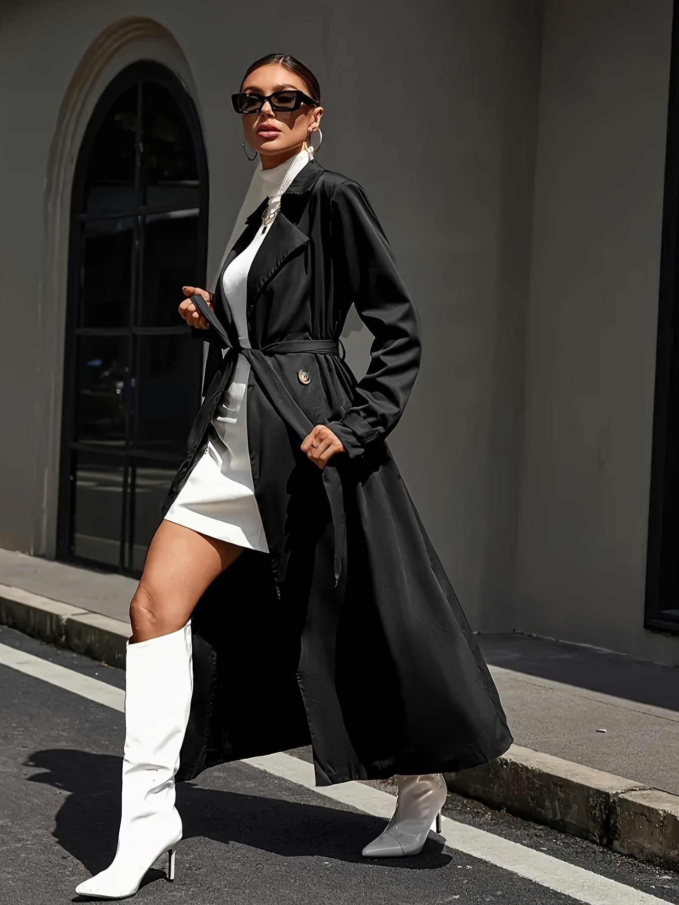 WW | Women's Trench Coat with Button Embellishment - Perfect for Formal Occasions