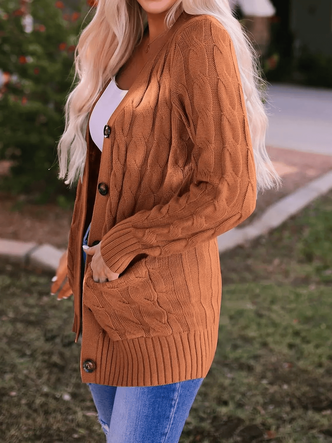 WW | Open-Front Cable-Knit Cardigan