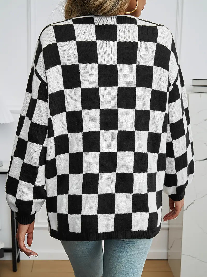 WW | Checked knit cardigan