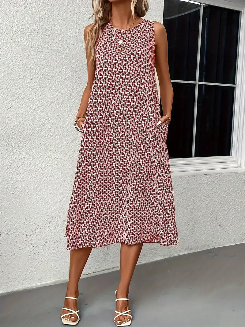 WW | Lässiges Kleid Mit Alloverdruck Und Tasche – Modisch & Bequem