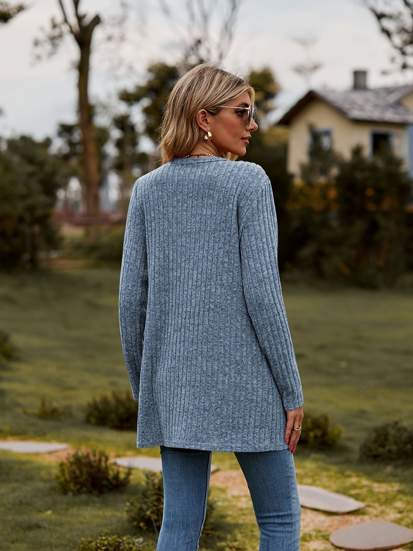 WW Warmer Gerippter Baumwolle Strickcardigan Für Damen | Perfekt Für Lässige Tage
