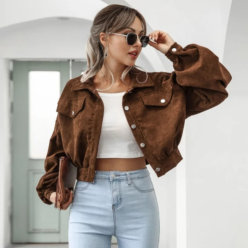 WW | Short chic denim jacket with puff sleeves