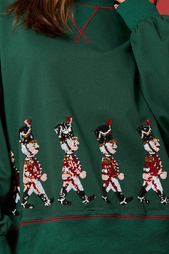 WW | Christmas Soldier Sequin Long Sleeve Casual Sweatshirt