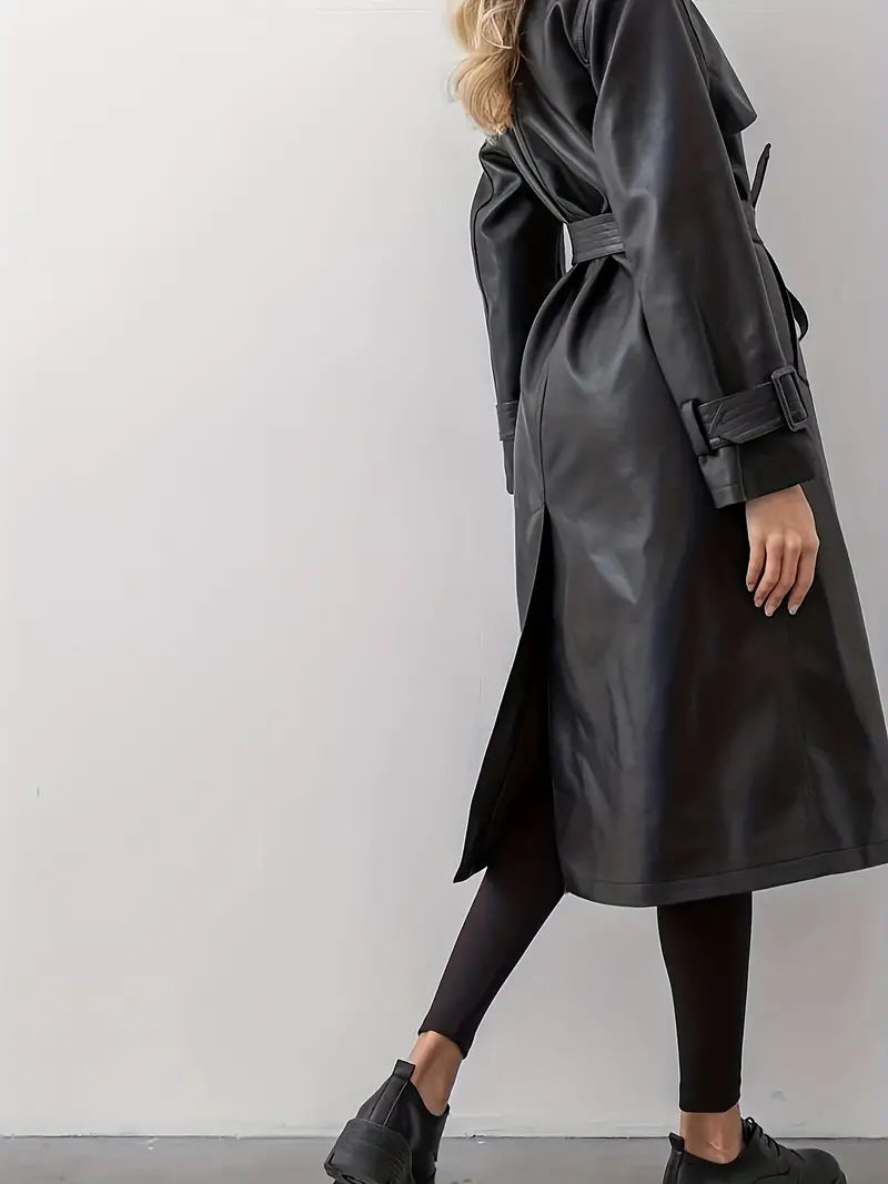 WW | Leather Trench Coat Winter Jacket for Women