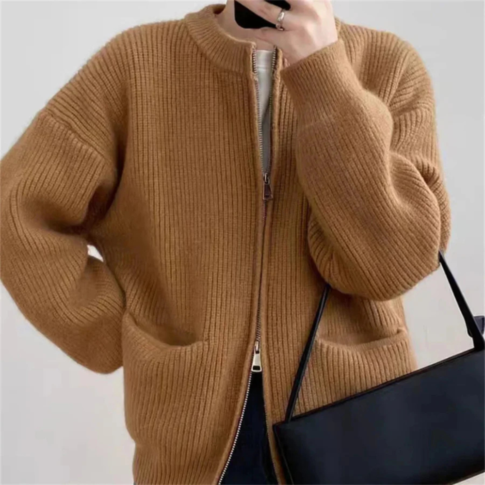 WW | Elegant plus-size women's zip-up cardigan for comfort