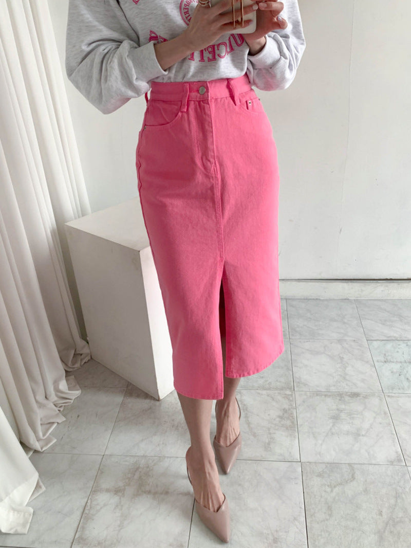 geschnittener Jeansrock mit hoher Taille