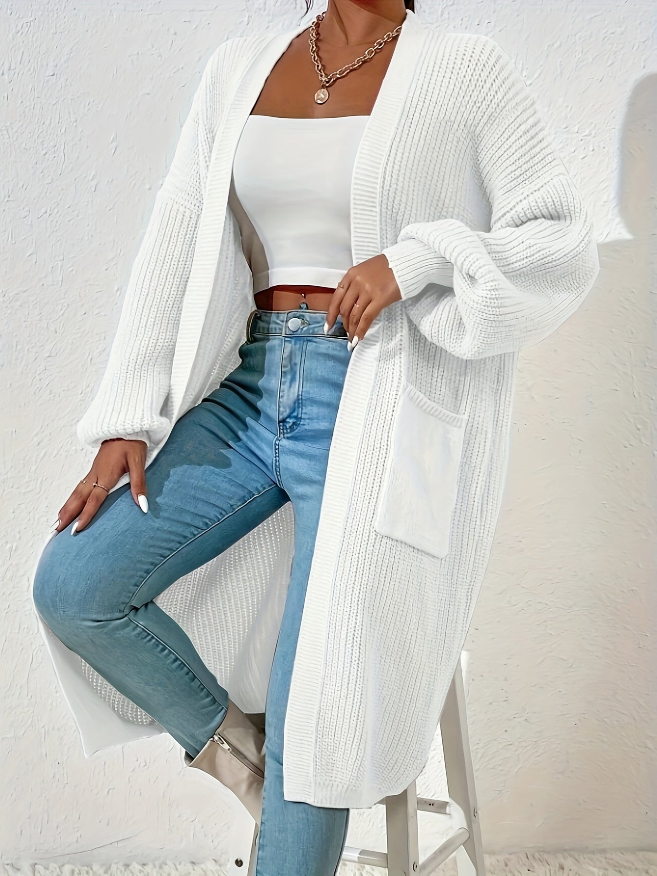 WW | Knitted Cardigan - Open Cut, Long & Comfortable for Everyday & Leisure