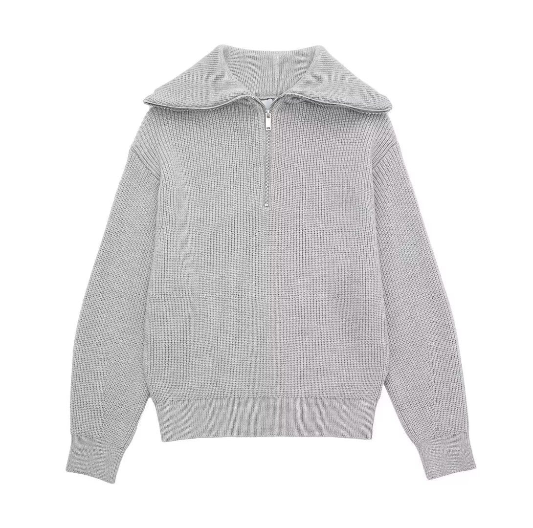 WW | All-Match Open Collar Wool Sweater