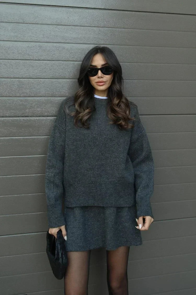WW | Knit Two-Piece - Oversized Sweater & Mini Skirt - Autumn Outfit