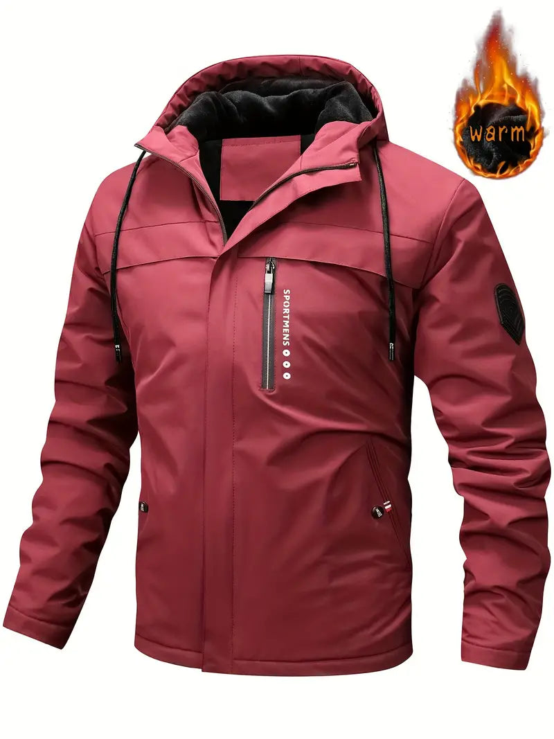 WW | warme Winterjacke mit Futter aus Leder und Taschen für Herren - Ideal für den Winter