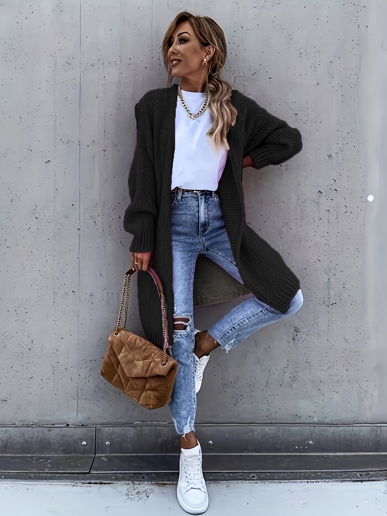WW | Langarm Gestrickte Strickjacke Für Damen - Perfekt für Alltagstragen