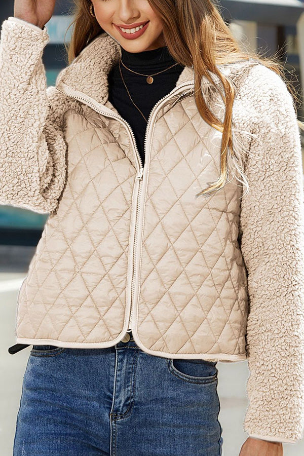 WW | panelierte Reißverschluss-Jacke mit langen Ärmeln