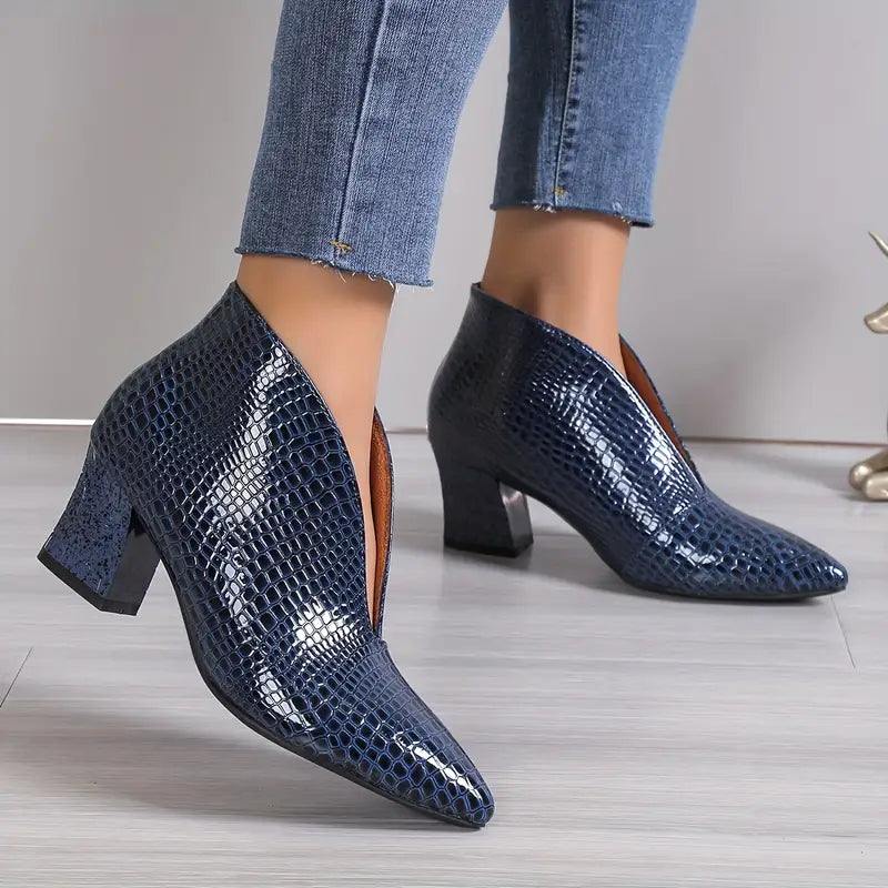 WW | Glänzende Croco Print Stiefeletten