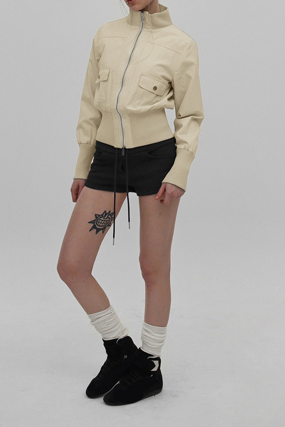 WW | Belted Stand-Up Collar Jacket