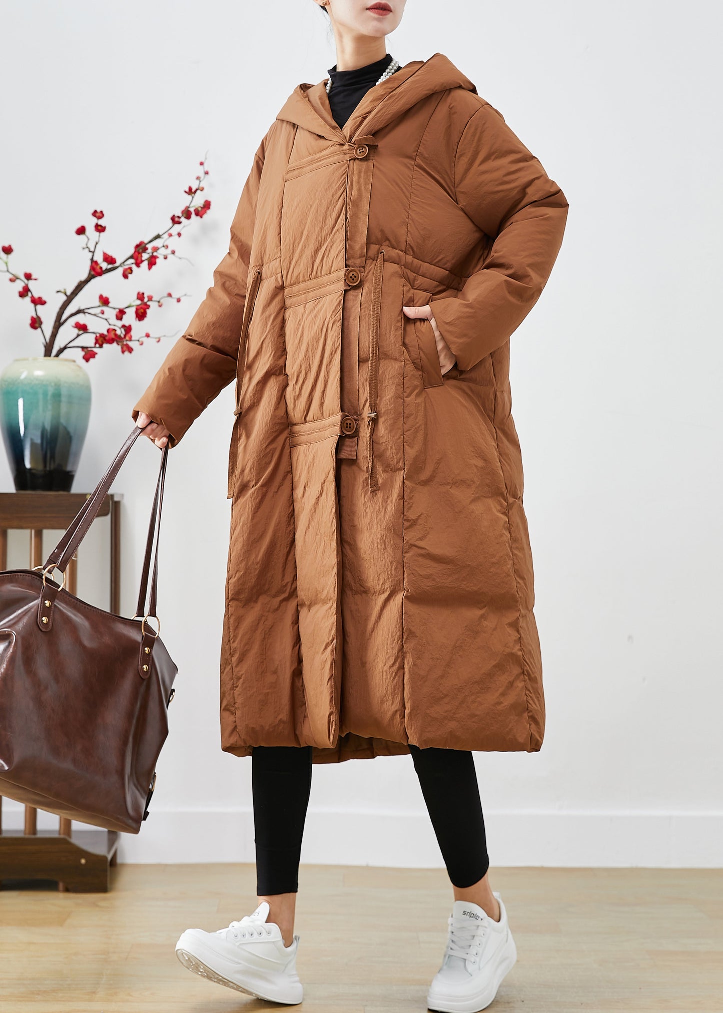 WW | Patchwork Duck Down Puffer Coats Hooded Oversized Winter