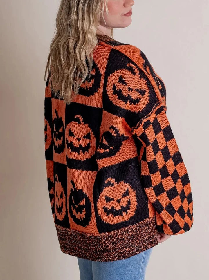 WW | Halloween Checkered Knit Sweater