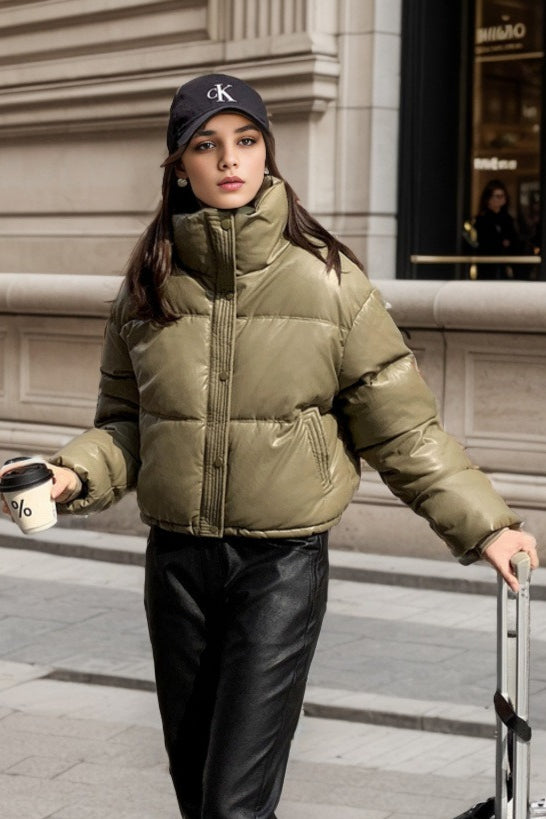 WW | Faux Leather Insulated Puffer Jacket