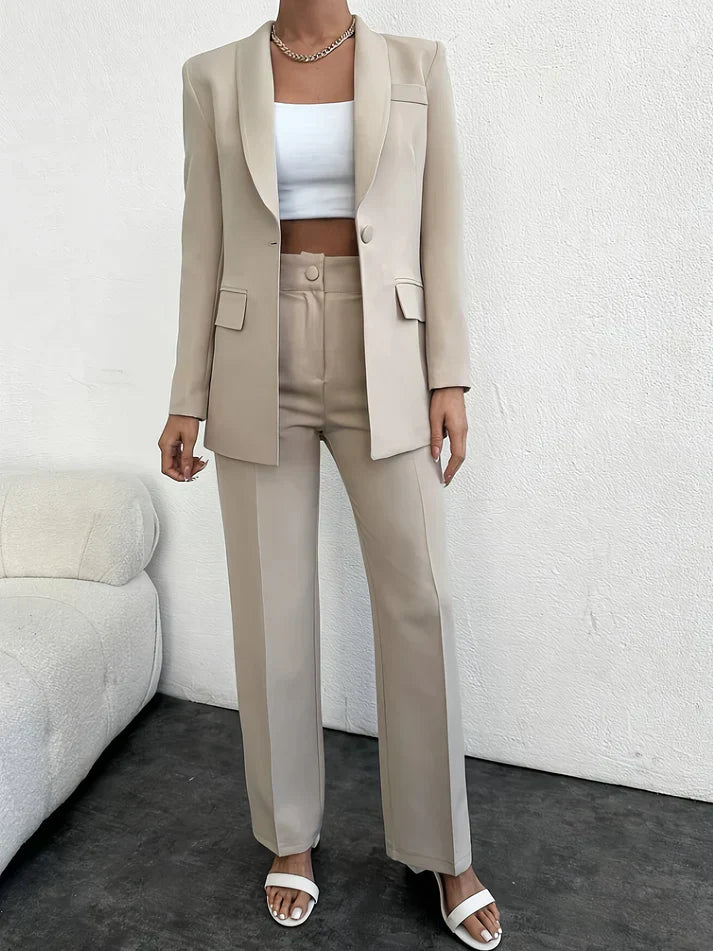 WW | Solid Fashion Blazer And High-Waisted Pants Outfit Set for Women - Perfect for WW | Days
