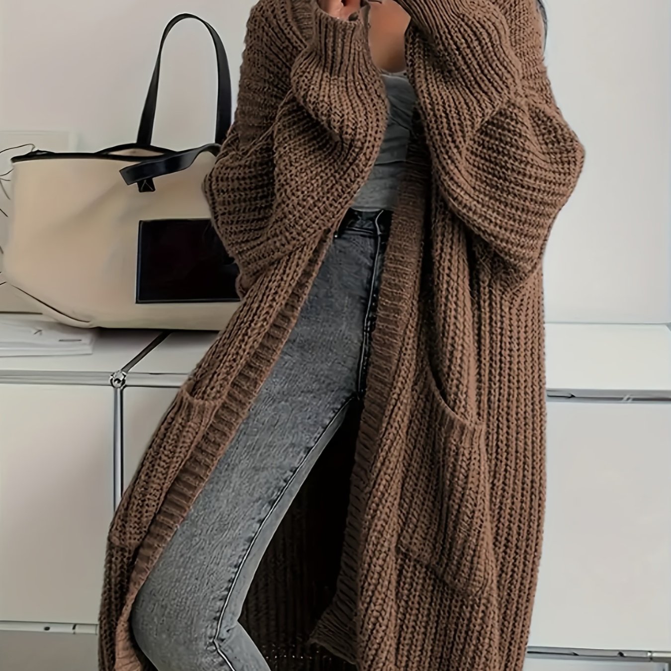 WW | Cozy knit cardigan with belt for women