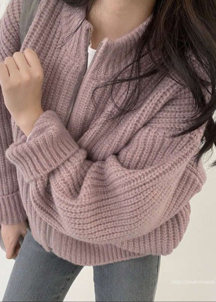 WW | Reißverschluss Chunky Strickcardigan - Oversized Rippstrickjacke