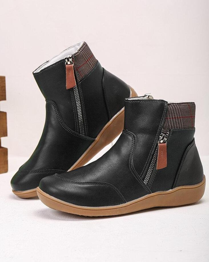 WW | Leder Lässige Flache Stiefeletten für Damen - Perfekt für den Alltag