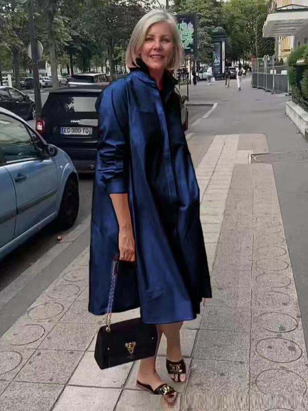 WW | Hemdblusenkleid Mit Umlegekragen & Dreiviertelärmel