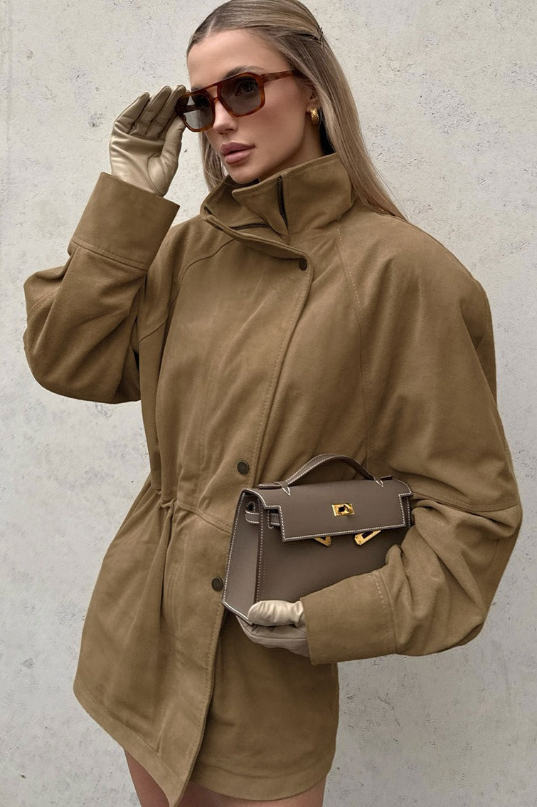 WW | Nacken geschnallte Taille Wildlederjacke