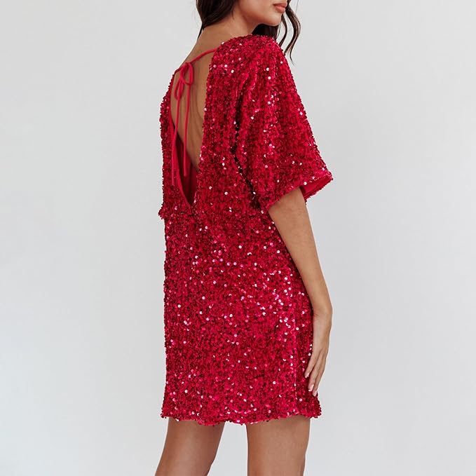 WW | Glitzerndes Paillettenkleid mit Glockenärmeln