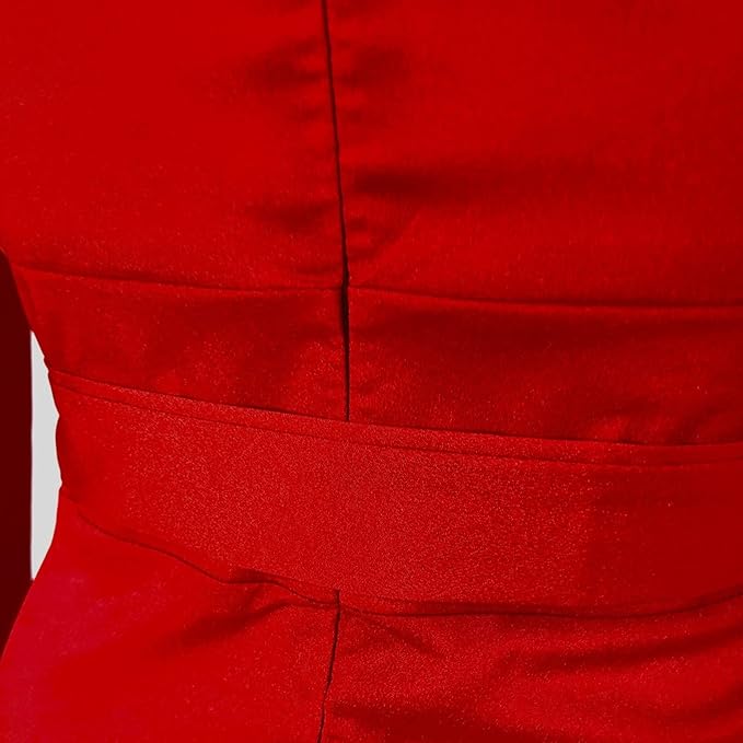 WW | Elegantes Kleid mit langen Ärmeln V-Ausschnitt Geteilter langer Rock