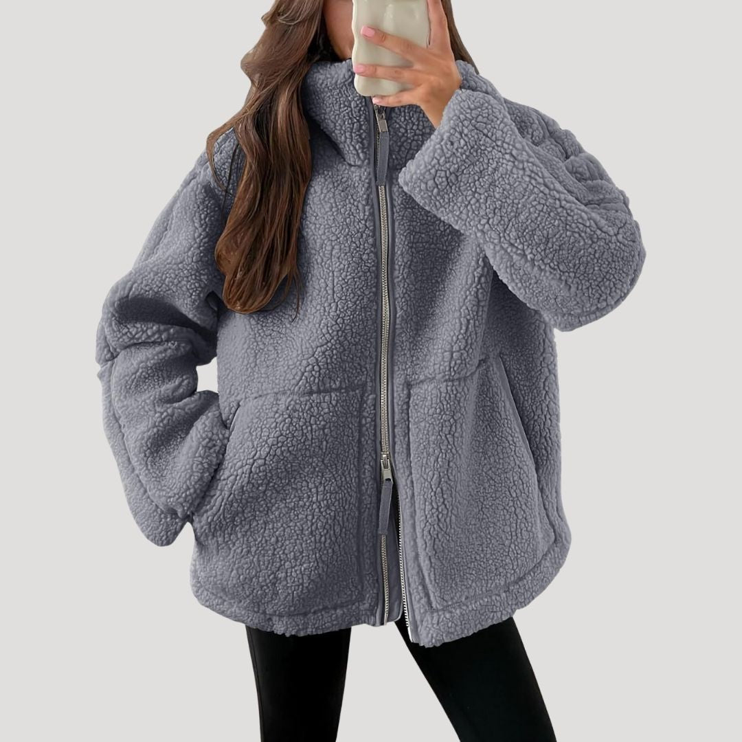WW | Damen Teddy Reißverschluss Fleece Jacke Winter Kleidung