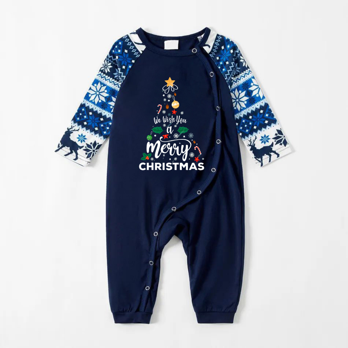 WW | "Wir wünschen Ihnen ein frohes Weihnachten" Print Blau Familie Weihnachten Passende Schlafanzüge