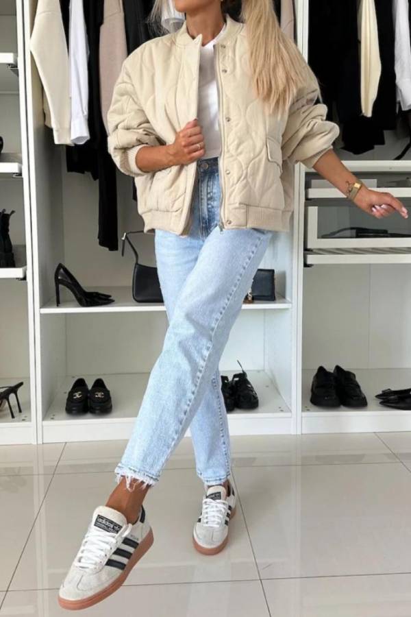 WW | Collar Snap Down Long Sleeve Jacket
