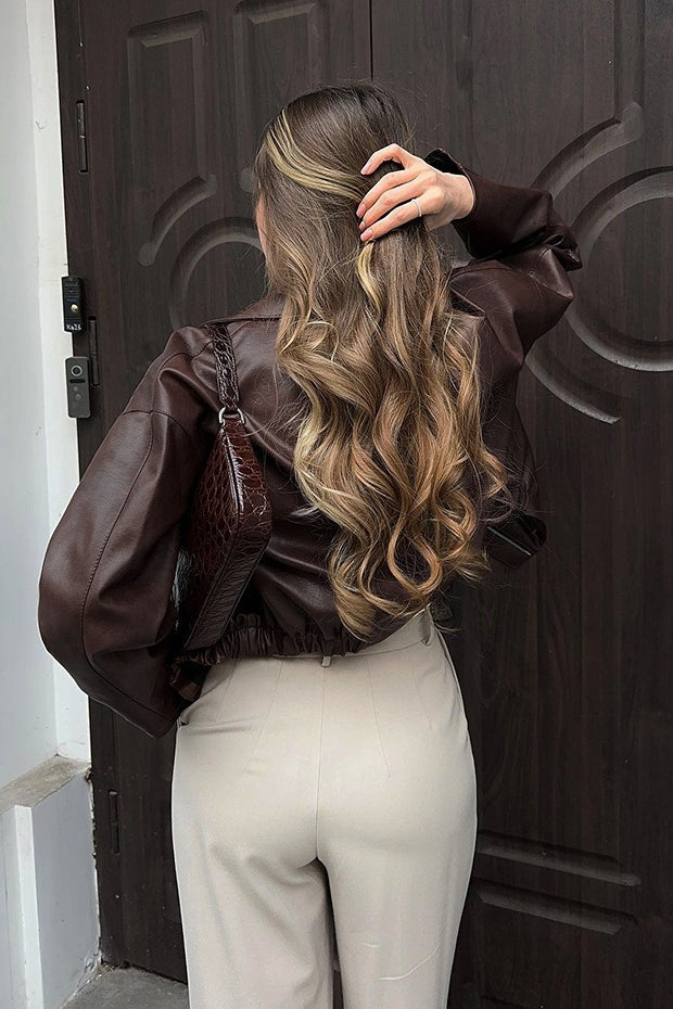 WW | Braune PU-Lederjacke