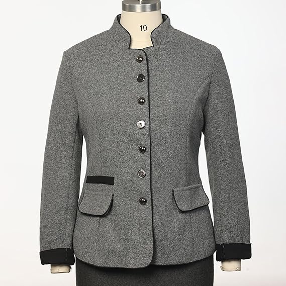 Solé Elegant Short Jacket with Pockets - Grey