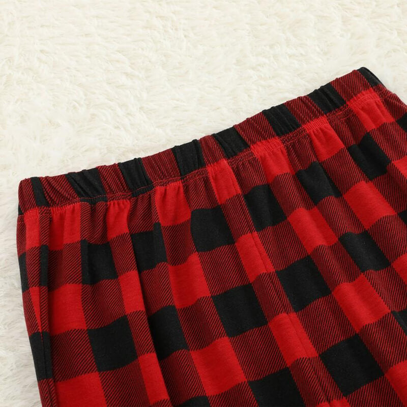 WW | Christmas Tree & "2025 Making Memories Together" Patterned Contrast Top and Black-Red Plaid Pants Family Matching Pajama Set