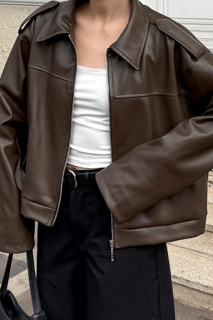 WW | Braune Leder Motorradjacke