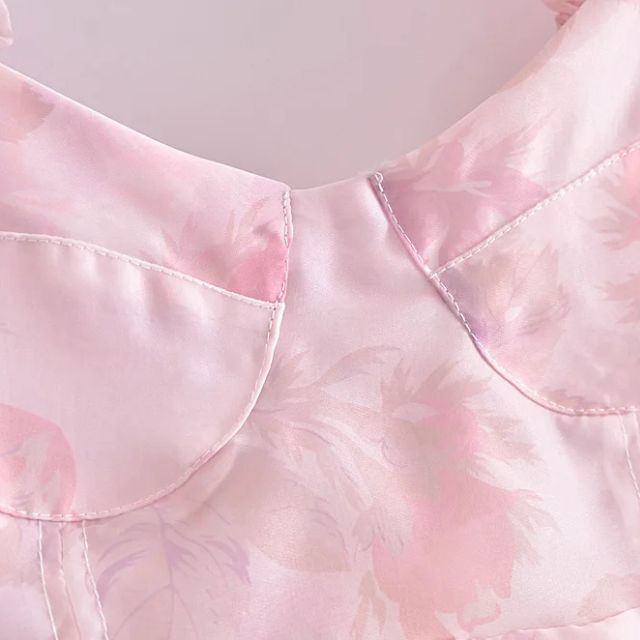 WW | Organza-Kleid mit Blumenmuster und Puffärmeln sowie Herzausschnitt