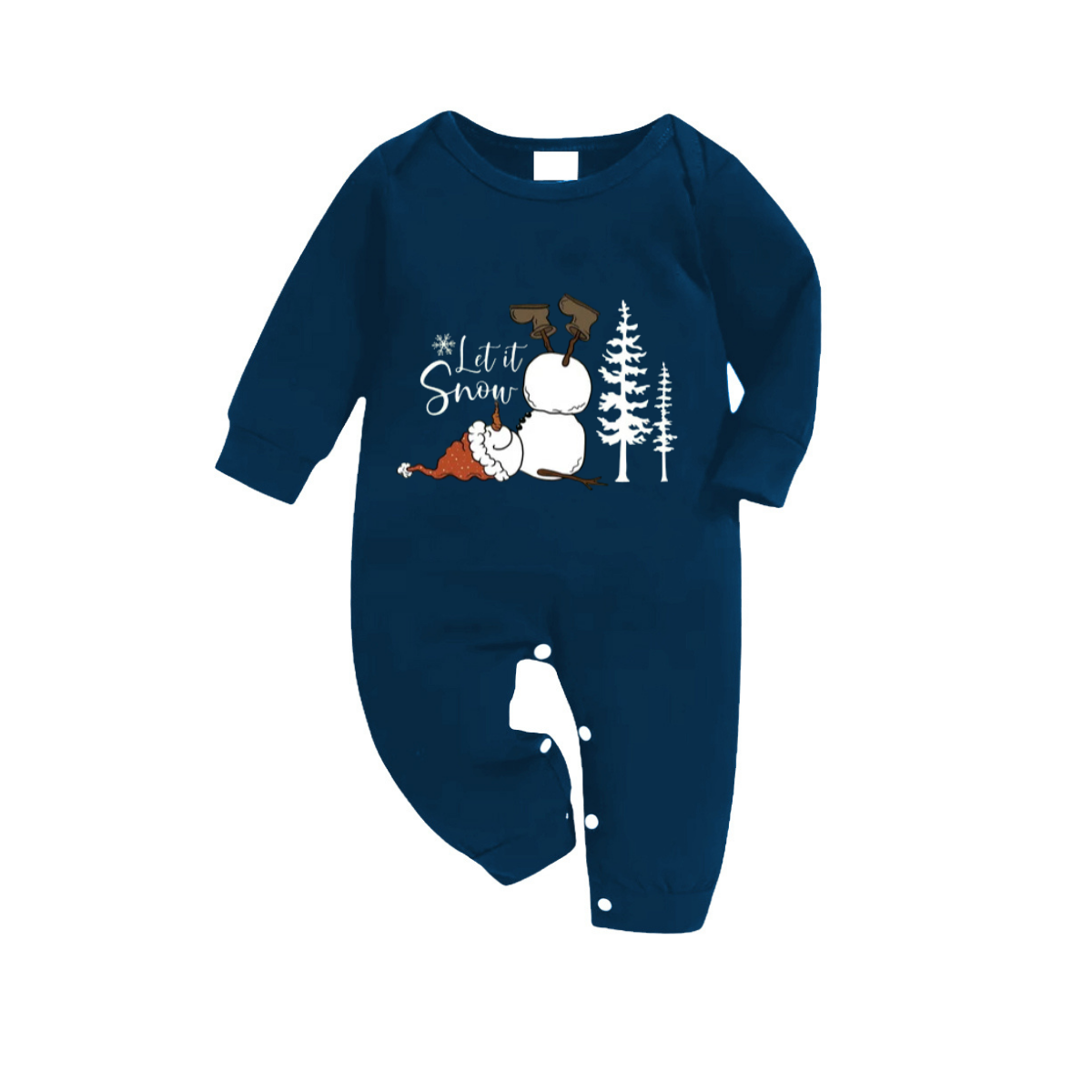 WW | "Let It Snow" Slogan and Snowman Print Blue Plaid Matching Family Christmas Pyjamas