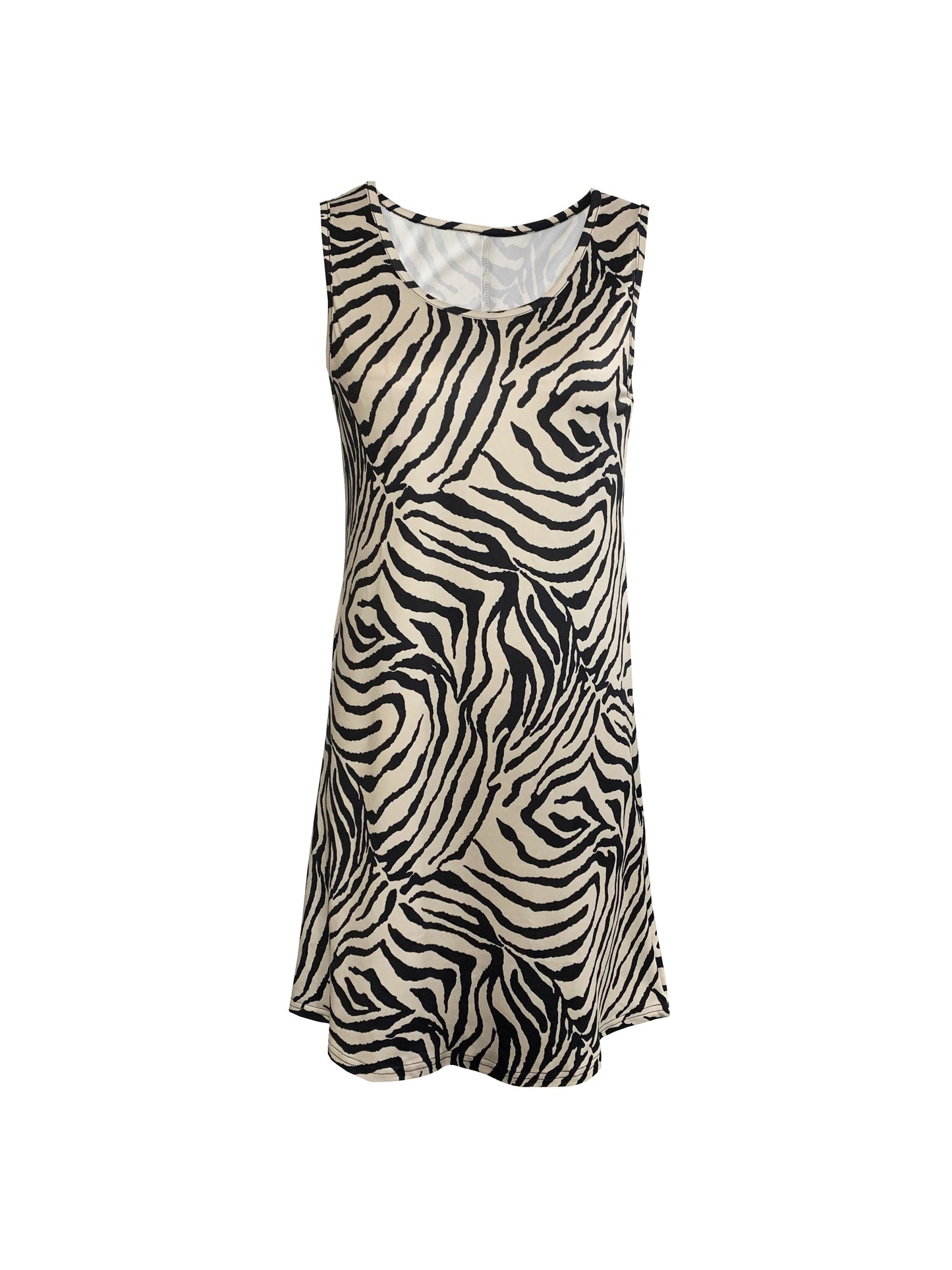 WW | Kleid Ohne Ärmel Zebra Sommerrock A-Linie