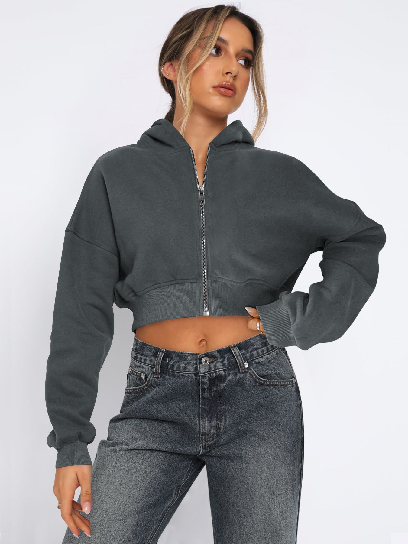 WW | Short-Sleeve Zip-Up Fleece Hoodie